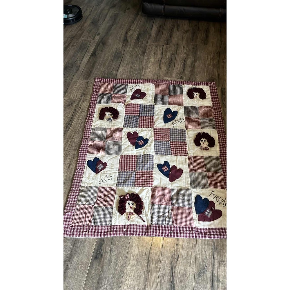 Patchwork Quilt‎ Blanket Friends Rag Doll Folk Art Rustic Decor
